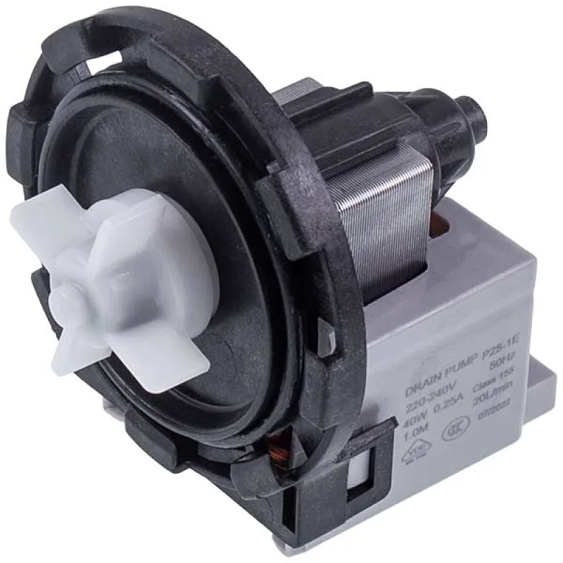 Помпа (насос) для пральної машини YPW1004 Drain Pump 40 Вт P25-1E (контакти роздільні ззаду; на 8 засувок)