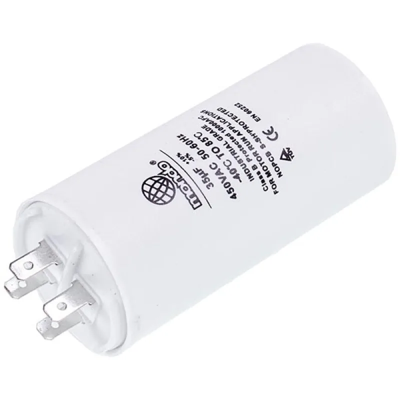 Конденсатор CBB60 35 мкФ 450 В, 45x95 мм, 4 клеми