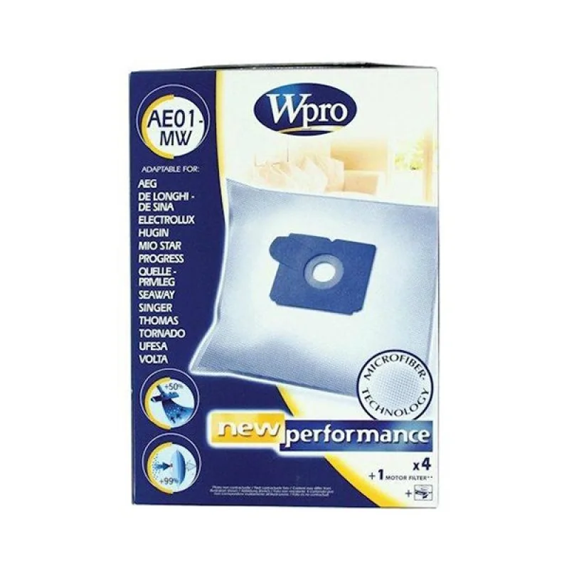 Набір мішків AE01-MW Wpro (4 шт) + фільтр для пилососа Whirlpool 481281718608