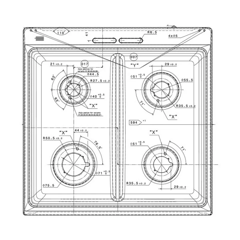 Робоча поверхня 594x590 мм для газової плити Electrolux 140024416038