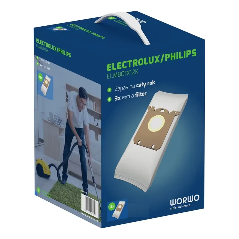 Набір мішків (12 шт) ELMB01X12K S-BAG WORWO для пилососа Electrolux/Philips