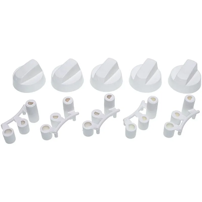 Universal cooker control knob set, 5 pcs, white
