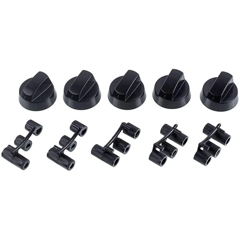 Universal cooker control knob set, 5 pcs, black