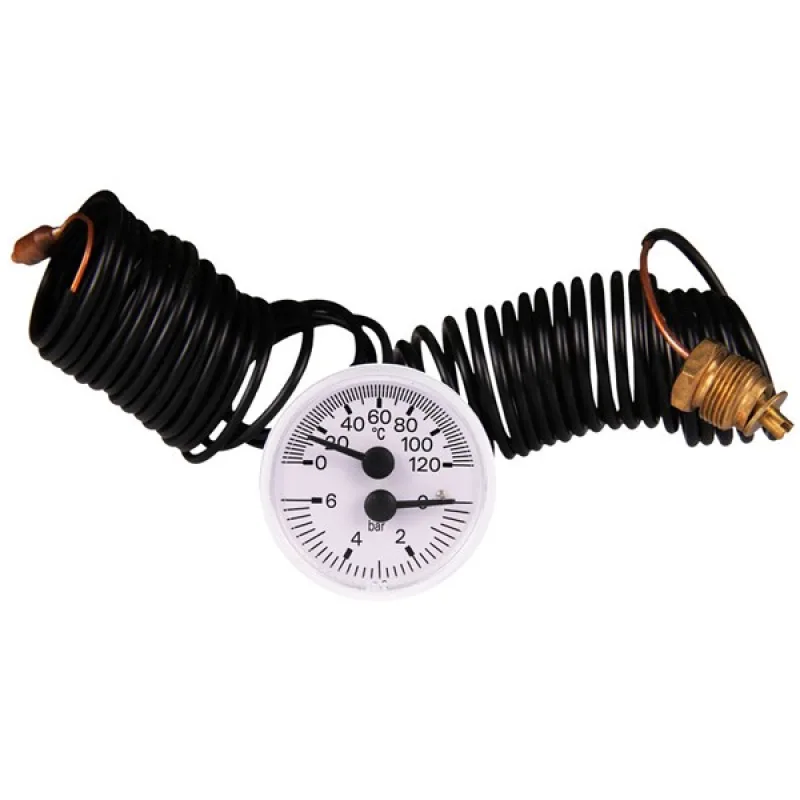 Термоманометр 0-6 бар 0-120 °C для газового котла Ferroli Pegasus F3 2S new 39820100