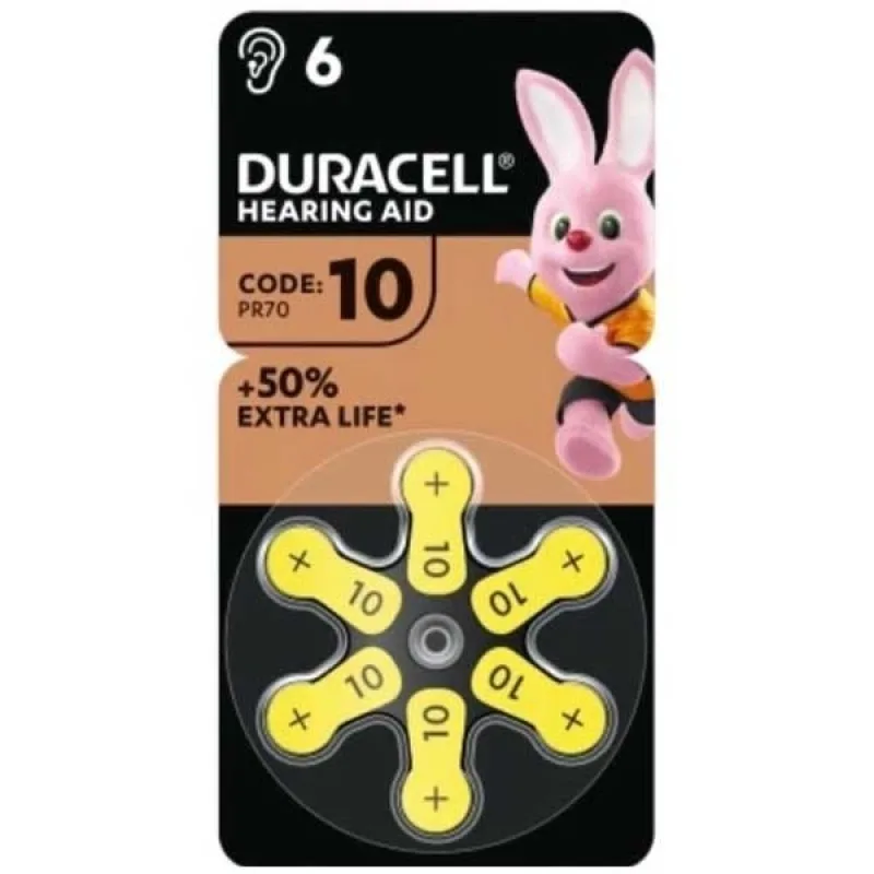 Батарейка Duracell Hearing Aid 10 (PR70) 1.45V блістер 6 шт.