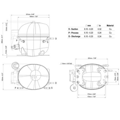 Компрессор для холодил. EMBRACO NEK2168GK R404a 684W (с пуск. реле CSIR) - Зображення 4