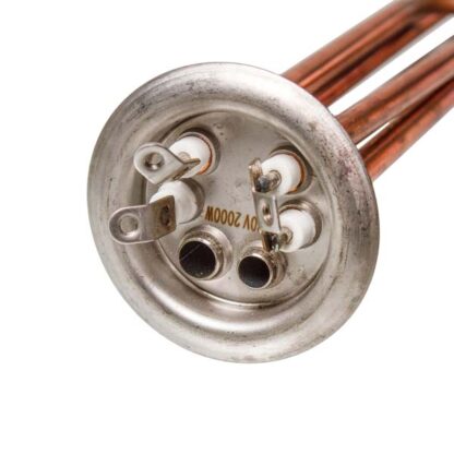 Тэн для бойлера 2000W (медный) L=310mm фланец 64mm, 2 труб. под датчик, анод M4 Thermowatt Thermex - Зображення 3