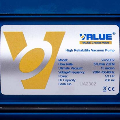 Вакумний насос з манометром Value VI 220-SV (2 ступ., 51 л/хв.) - Зображення 2
